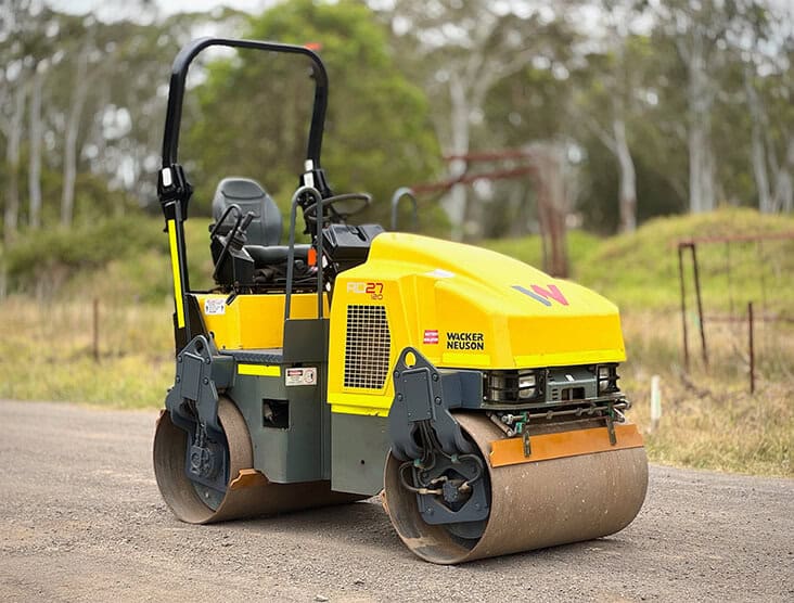 Road roller compactor for construction and paving projects.