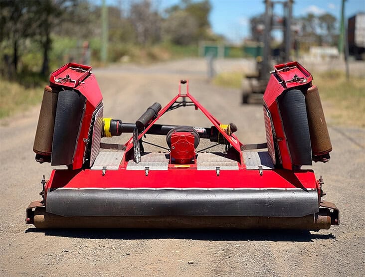 Heavy-duty agricultural mulcher for land clearing and soil preparation.